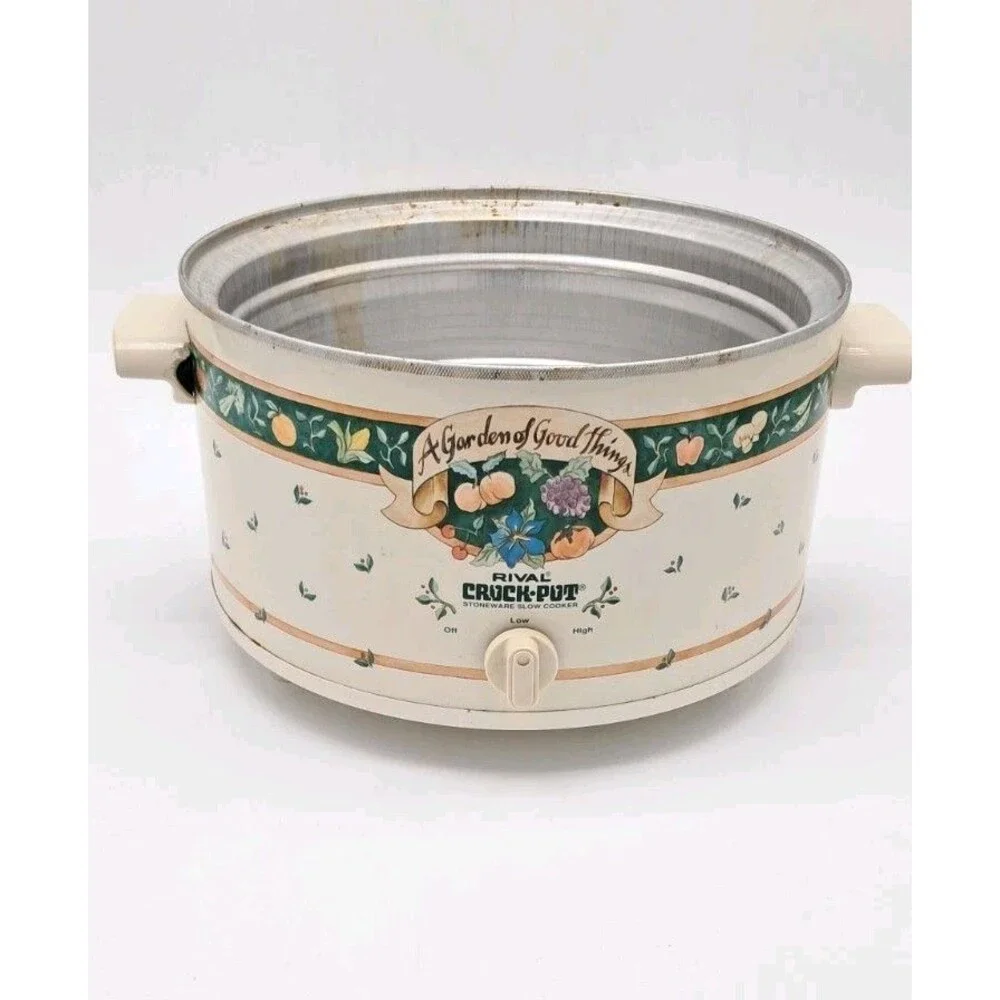 Vintage Rival Crockpot A Garden of Good Things Model 3355 Plastic Lid 5 Quart
